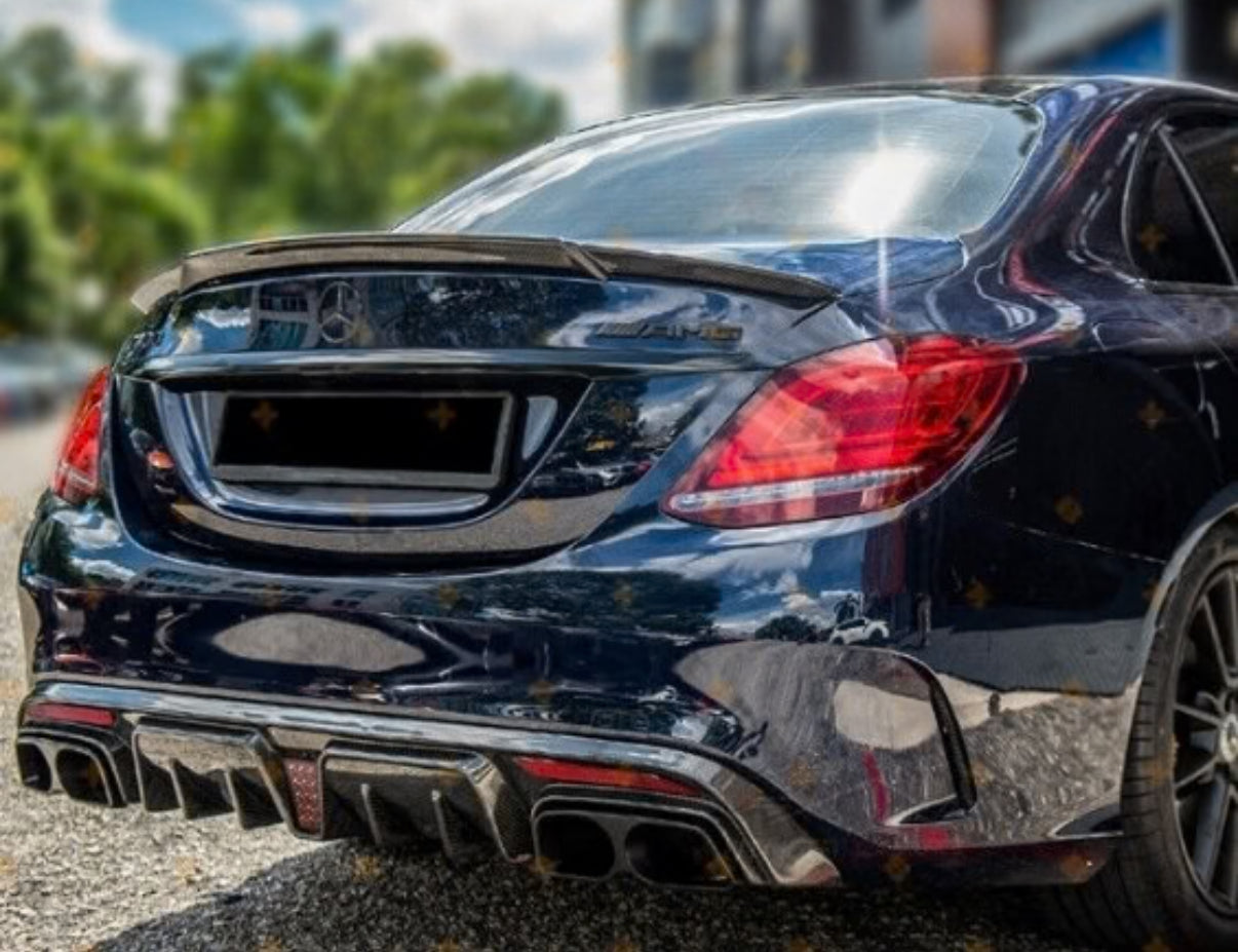 C-Class Sedan W205 Carbon Fiber F1 LED Style Diffuser