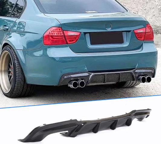 E90 Carbon Fiber V Style Rear Diffuser (Quad)